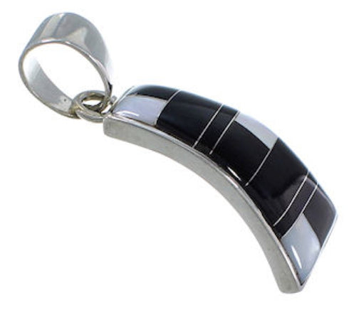 Sterling Silver Mother Of Pearl Black Jade Jewelry Pendant RS42803